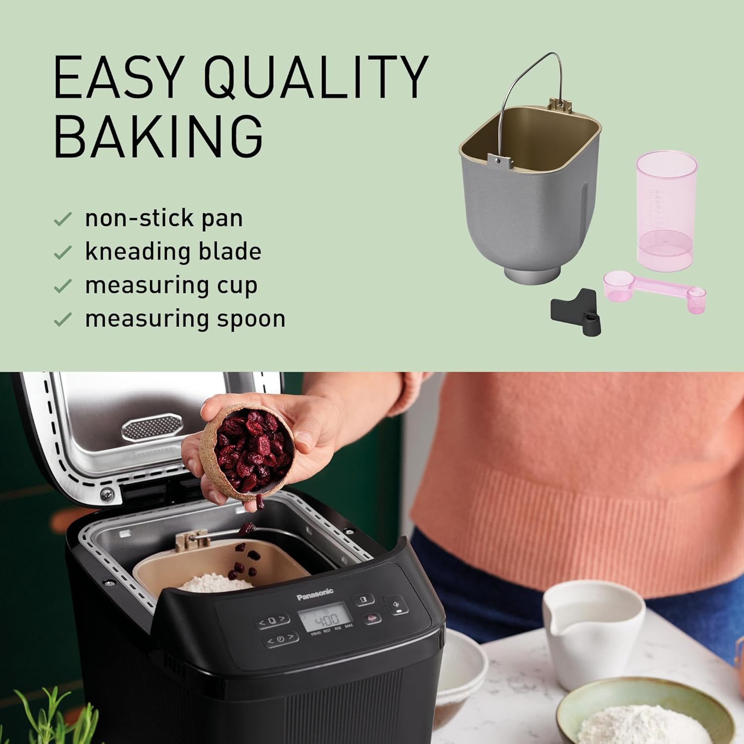 Buy Panasonic,Panasonic SD-PN100 Automatic Mini Bread Maker – Compact Design, 18 Programmes, Gluten-Free Options, Black - Gadcet UK | UK | London | Scotland | Wales| Near Me | Cheap | Pay In 3 | Breadmakers